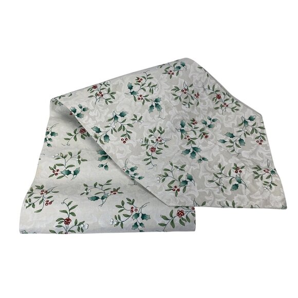 Christmas Table Runner With Holly Berry Pattern 72" Reversible Jacquard Fabric - Picture 1 of 6